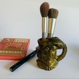 Vintage Pirate Swashbuckler Head  Brass Pen Holder